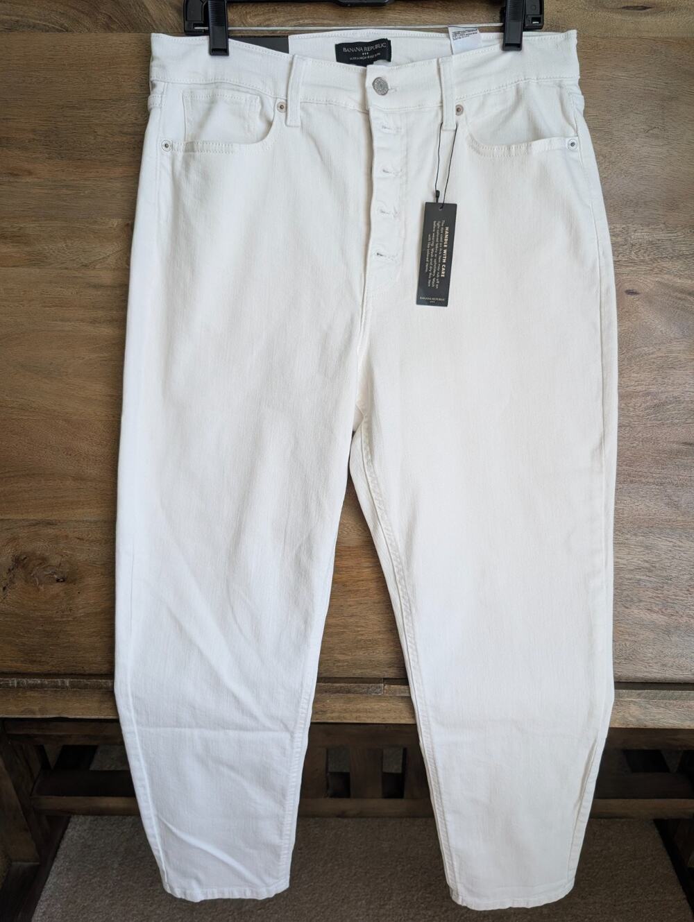 NWT Banana Republic Vintage Stretch Slim Jeans Women 31/12 White Ultra High Rise